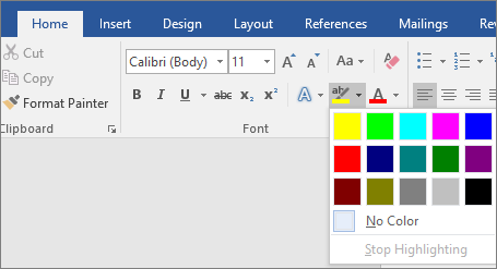 change highlighted text color in word for mac